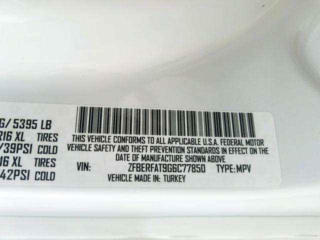 ZFBERFAT9G6C77850 - 2016 RAM PROMASTER CITY  photo 10