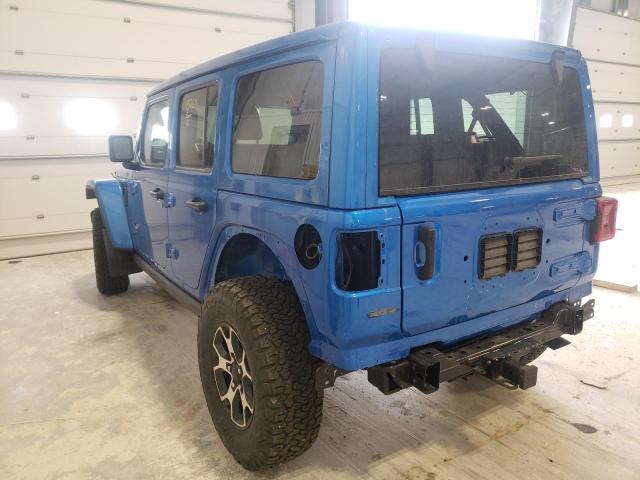 1C4JJXFM9MW783133 - 2021 JEEP WRANGLER RUBICON BLUE photo 3