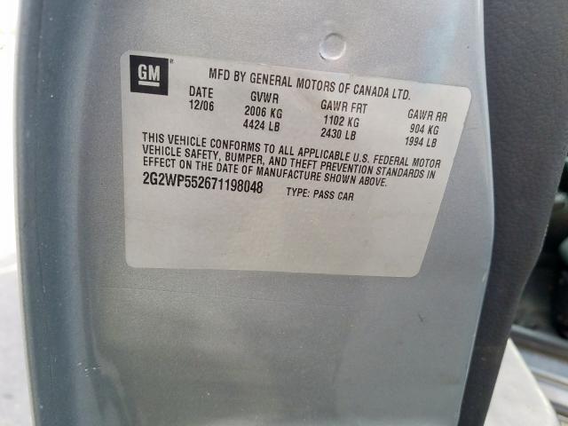 2G2WP552671198048 - 2007 PONTIAC GRAND PRIX  photo 10