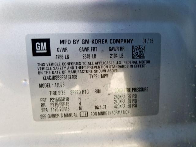 KL4CJBSB8FB137408 - 2015 BUICK ENCORE CONVENIENCE  photo 10