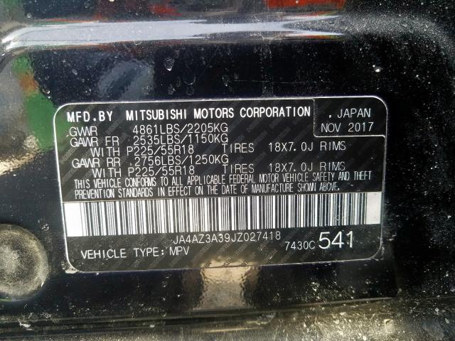 JA4AZ3A39JZ027418 - 2018 MITSUBISHI OUTLANDER SE  photo 10