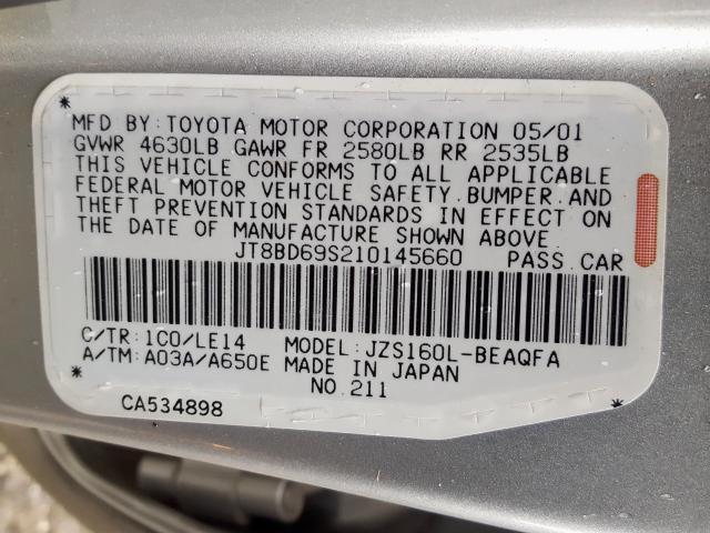 JT8BD69S210145660 - 2001 LEXUS GS 300  photo 10