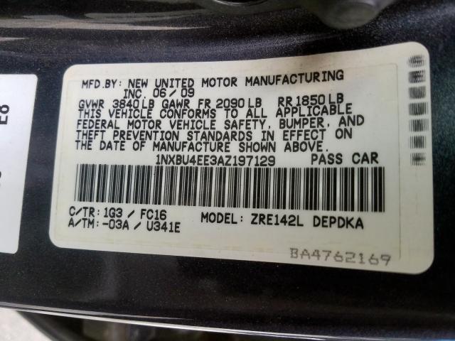 1NXBU4EE3AZ197129 - 2010 TOYOTA COROLLA BASE  照片 10