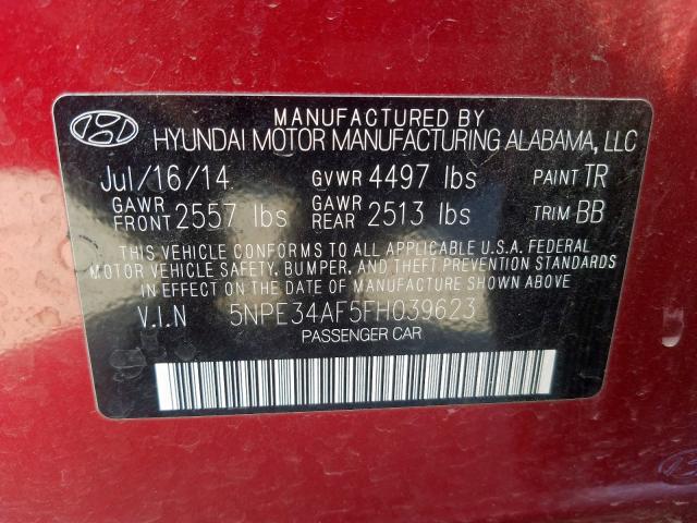 5NPE34AF5FH039623 - 2015 HYUNDAI SONATA SPORT  photo 10