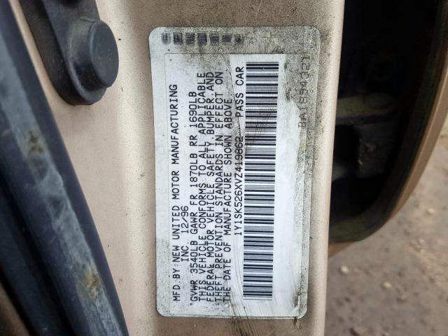 1Y1SK526XVZ419862 - 1997 GEO PRIZM BASE  photo 10