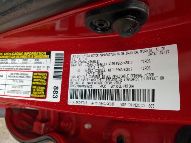 3TMDZ5BNXHM030211 - 2017 TOYOTA TACOMA DOUBLE CAB  照片 10