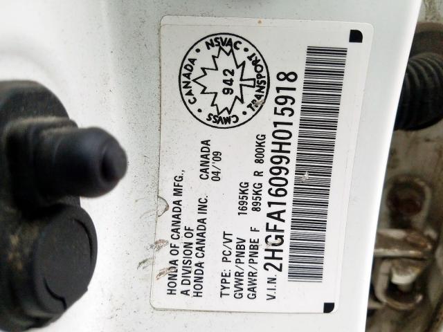 2HGFA16099H015918 - 2009 HONDA CIVIC EXL  照片 10