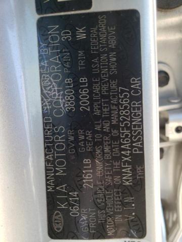 KNAFX4A65F5285657 - 2015 KIA FORTE LX SILVER photo 10