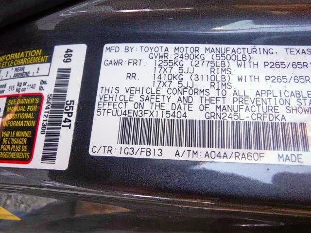 5TFUU4EN3FX115404 - 2015 TOYOTA TACOMA ACCESS CAB  ფოტო 10