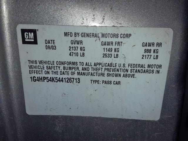 1G4HP54K544126713 - 2004 BUICK LESABRE CUSTOM  photo 10