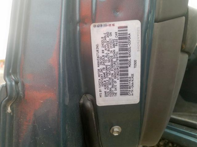 4T1BG22K21U769751 - 2001 TOYOTA CAMRY CE  photo 10