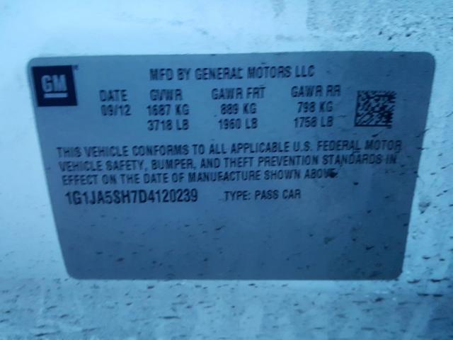 1G1JA5SH7D4120239 - 2013 CHEVROLET SONIC LS  照片 10