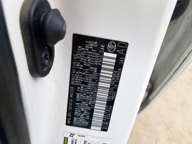 2T1BU40E89C021715 - 2009 TOYOTA COROLLA BASE  照片 10