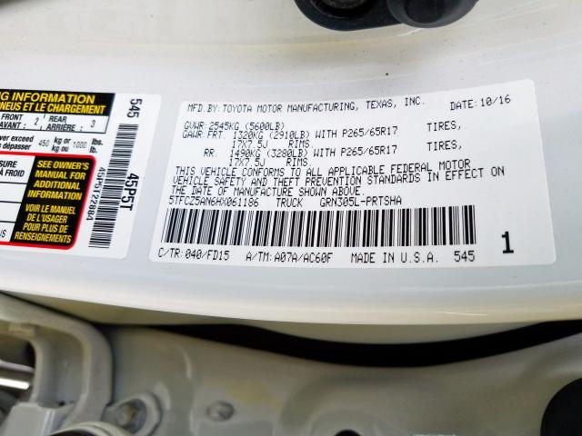 5TFCZ5AN6HX061186 - 2017 TOYOTA TACOMA DOUBLE CAB  照片 10