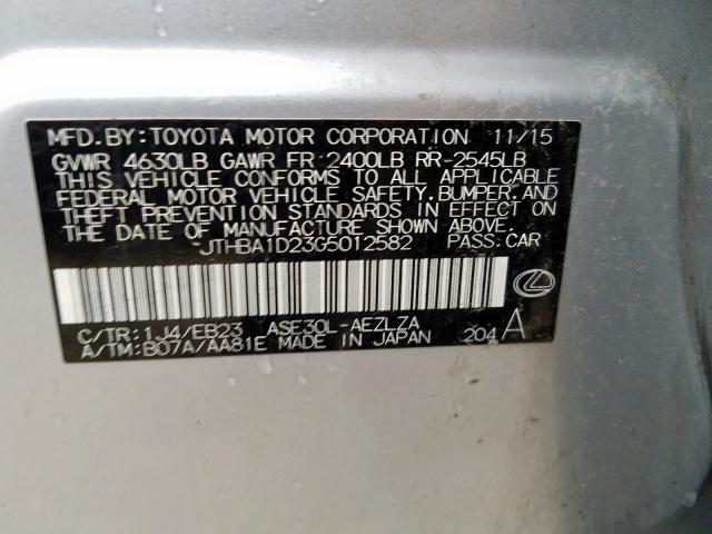 JTHBA1D23G5012582 - 2016 LEXUS IS 200T  photo 10