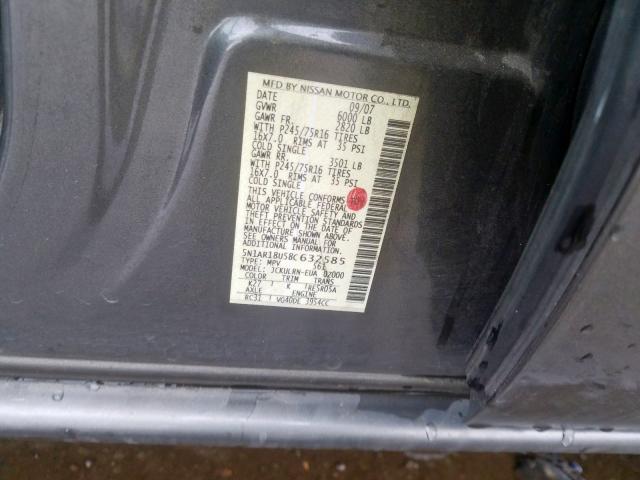 5N1AR18U58C632585 - 2008 NISSAN PATHFINDER S  照片 10