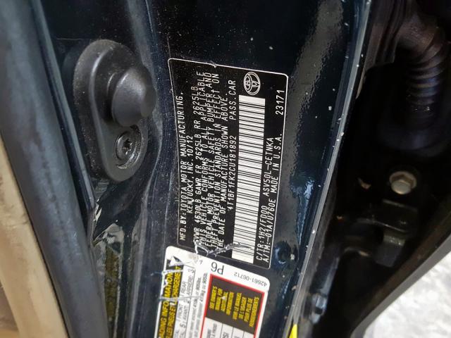 4T1BF1FK2CU181892 - 2012 TOYOTA CAMRY BASE  photo 10