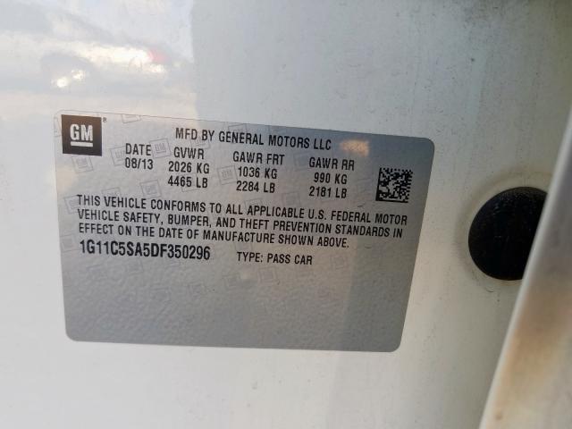 1G11C5SA5DF350296 - 2013 CHEVROLET MALIBU 1LT  照片 10