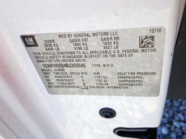 1GNKVEED4BJ263549 - 2011 CHEVROLET TRAVERSE LS  photo 10