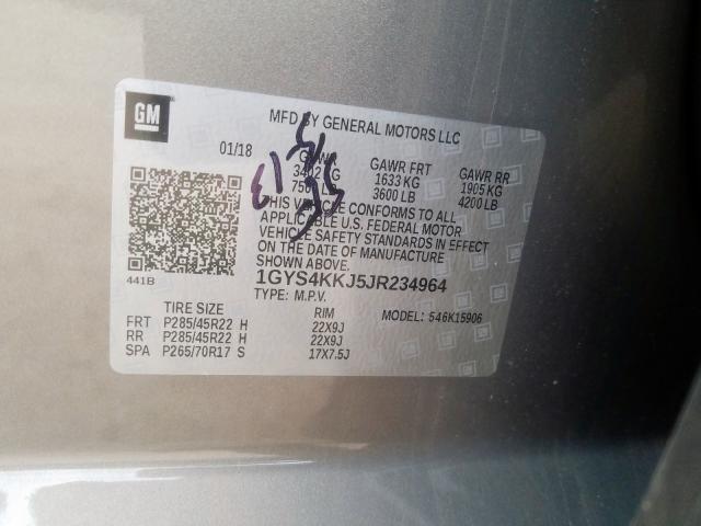 1GYS4KKJ5JR234964 - 2018 CADILLAC ESCALADE ESV PLATINUM  ფოტო 10