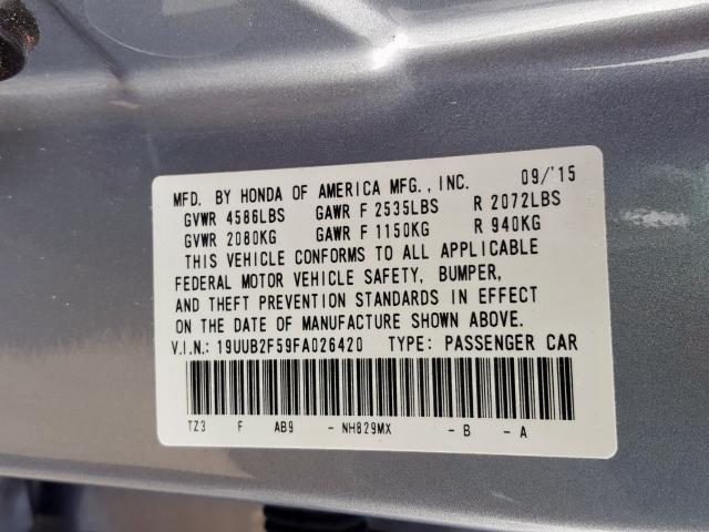 19UUB2F59FA026420 - 2015 ACURA TLX TECH  photo 10
