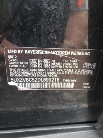 5UXZV8C52DL899218 - 2013 BMW X5 XDRIVE50I Czarny zdjęcie 10