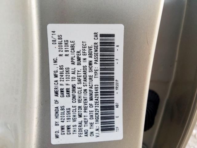 1HGCR2F32EA299493 - 2014 HONDA ACCORD LX  photo 10