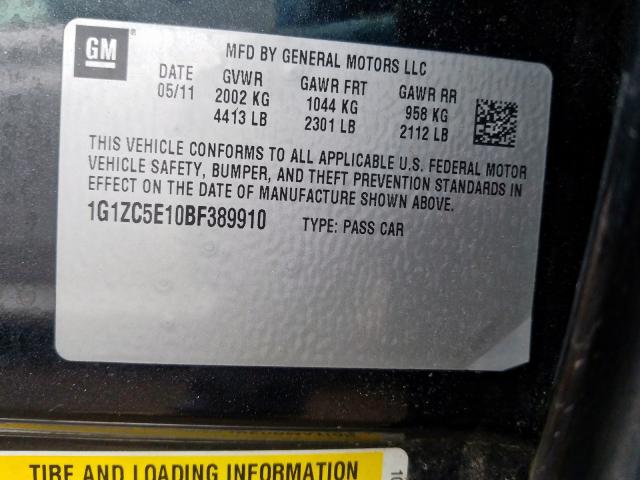 1G1ZC5E10BF389910 - 2011 CHEVROLET MALIBU 1LT  照片 10