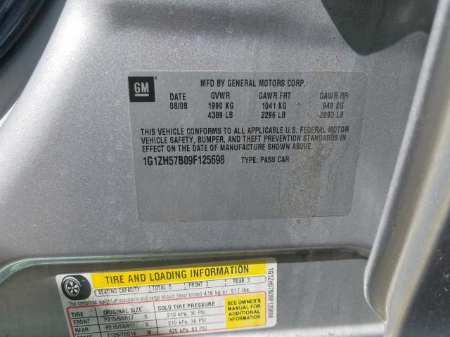 1G1ZH57B09F125698 - 2009 CHEVROLET MALIBU 1LT  照片 10