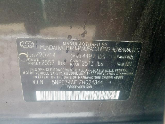 5NPE34AF1FH024844 - 2015 HYUNDAI SONATA SPORT  photo 10