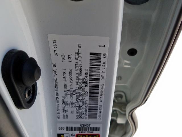 5TFAX5GN0KX139876 - 2019 TOYOTA TACOMA DOUBLE CAB  照片 10