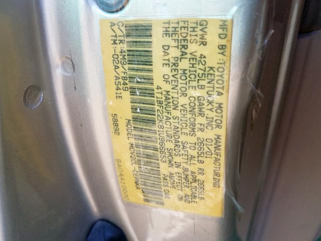 4T1BF22K81U966653 - 2001 TOYOTA CAMRY LE  photo 10