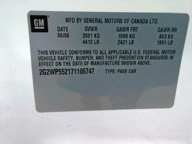 2G2WP552171106747 - 2007 PONTIAC GRAND PRIX  photo 10