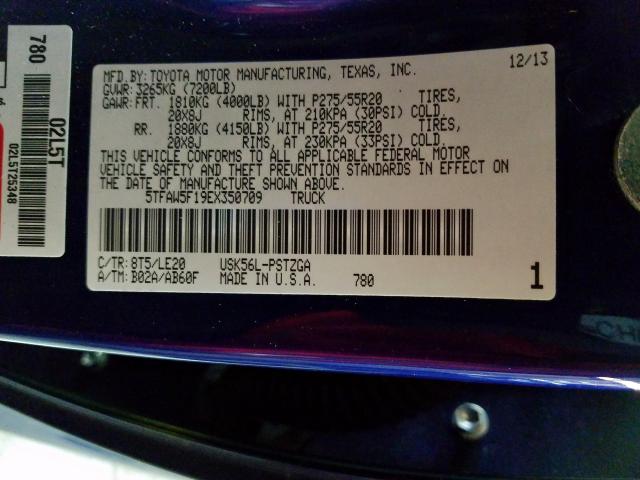 5TFAW5F19EX350709 - 2014 TOYOTA TUNDRA CREWMAX PLATINUM  foto 10