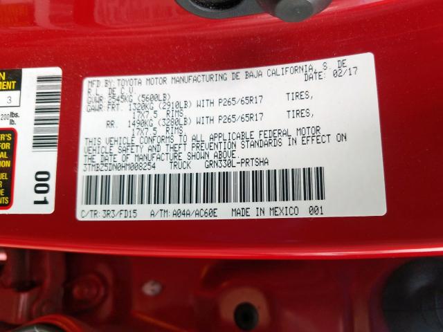 3TMBZ5DN0HM008254 - 2017 TOYOTA TACOMA DOUBLE CAB  照片 10