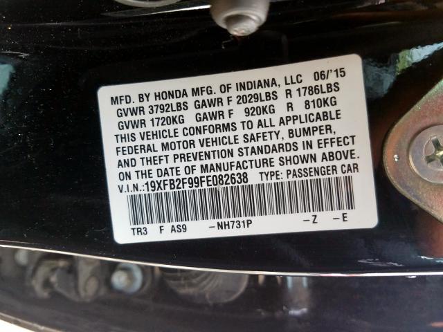 19XFB2F99FE082638 - 2015 HONDA CIVIC EXL  照片 10