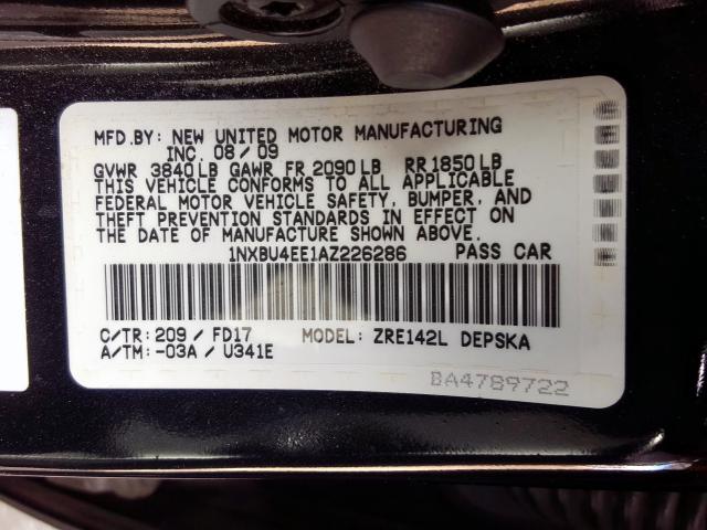 1NXBU4EE1AZ226286 - 2010 TOYOTA COROLLA BASE  照片 10