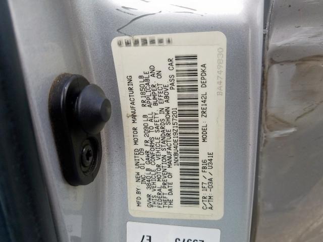 1NXBU40E19Z157201 - 2009 TOYOTA COROLLA BASE  photo 10