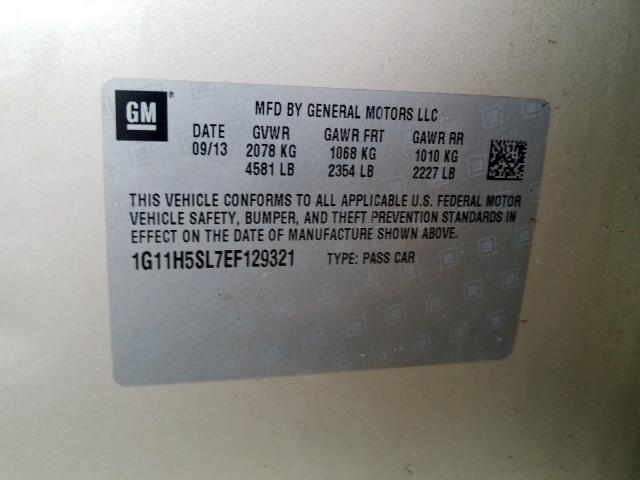 1G11H5SL7EF129321 - 2014 CHEVROLET MALIBU LTZ  ფოტო 10