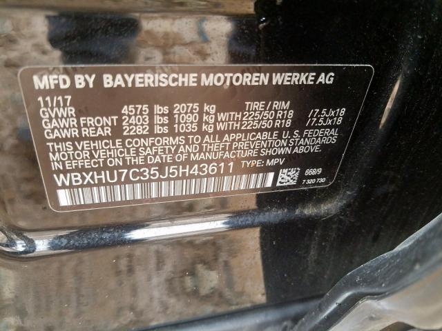 WBXHU7C35J5H43611 - 2018 BMW X1 SDRIVE28I  photo 10