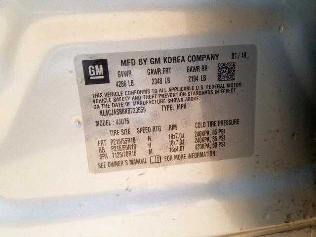 KL4CJASB6KB723559 - 2019 BUICK ENCORE PREFERRED  фото 10