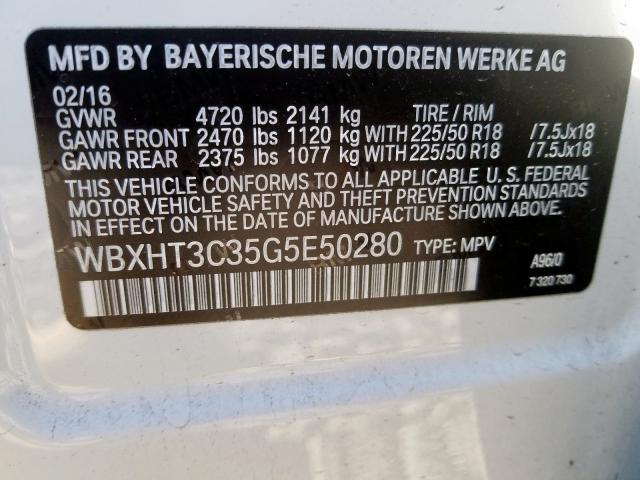 WBXHT3C35G5E50280 - 2016 BMW X1 XDRIVE28I  фото 10