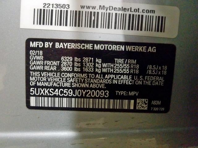 5UXKS4C59J0Y20093 - 2018 BMW X5 XDRIVE35D  photo 10