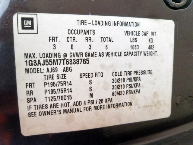 1G3AJ55M7T6338765 - 1996 OLDSMOBILE CIERA SL  photo 10