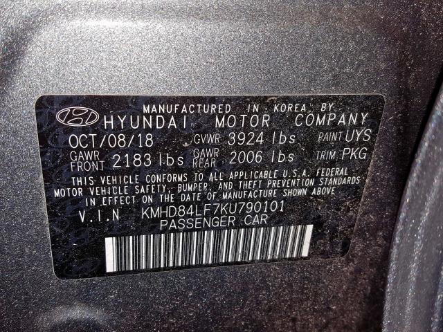 KMHD84LF7KU790101 - 2019 HYUNDAI ELANTRA SEL  photo 10