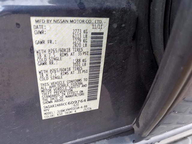 5N1AR1NB6CC609764 - 2012 NISSAN PATHFINDER S  photo 10