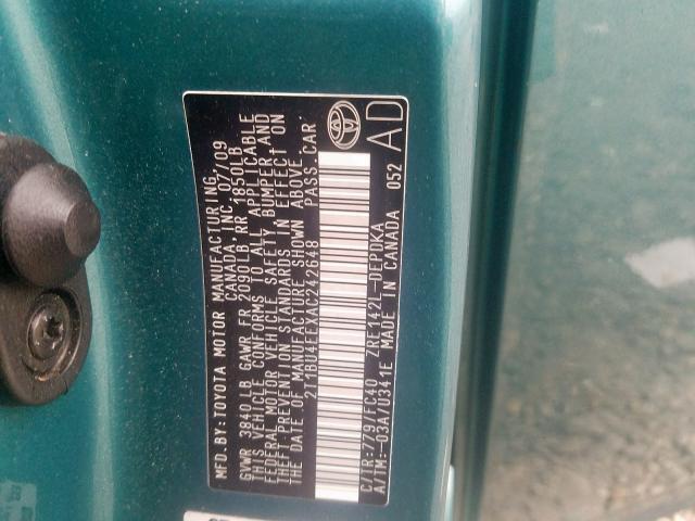 2T1BU4EEXAC242648 - 2010 TOYOTA COROLLA BASE  照片 10