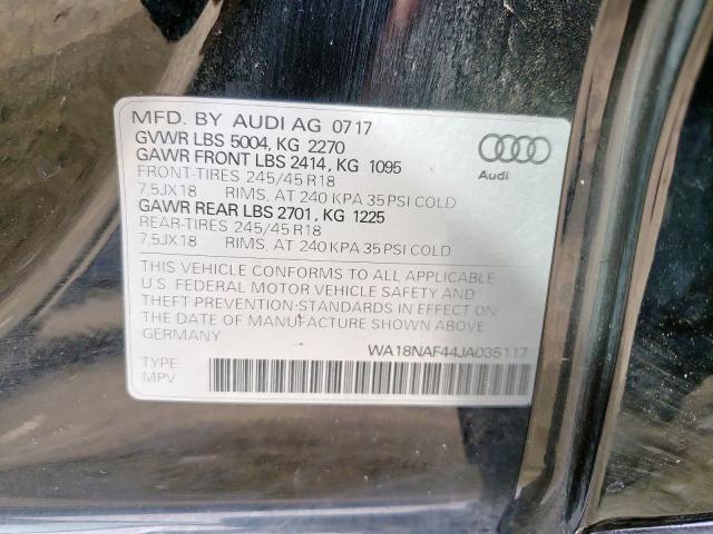 WA18NAF44JA035117 - 2018 AUDI A4 ALLROAD PREMIUM PLUS  photo 10