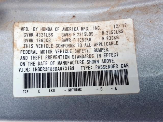 1HGCR2F86DA073189 - 2013 HONDA ACCORD EXL  صورة 10