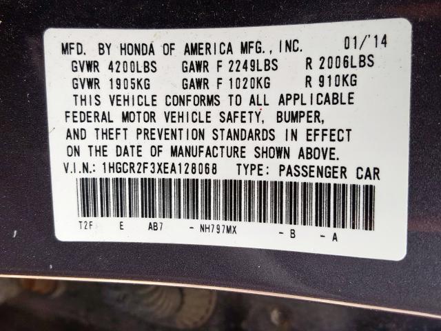 1HGCR2F3XEA128068 - 2014 HONDA ACCORD LX  photo 10